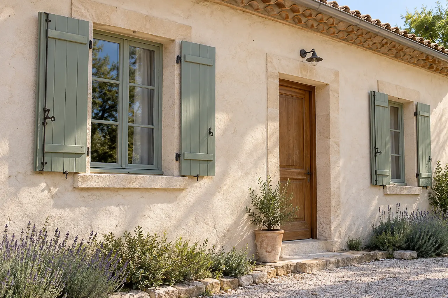 Façade claire d’une maison méditerranéenne